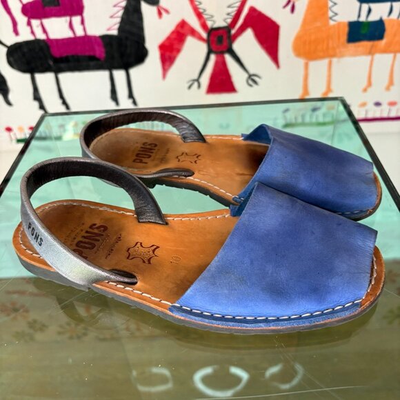 PONS MENORCA Azul Blue & Silver Sandals – Spanish Summer Luxury (Size 10) - Picture 2 of 6